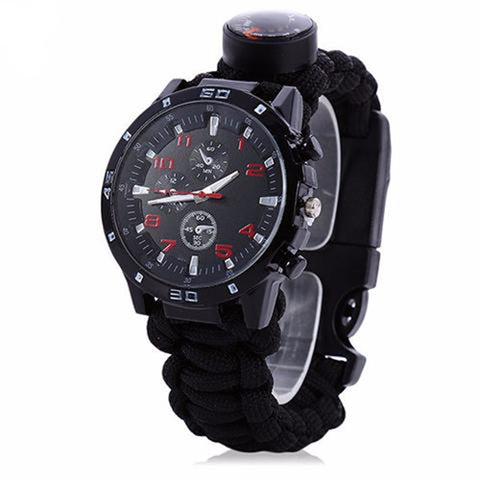 Tactical Survival 5 in 1 Paracord Watch (watch, compass, thermometer, whistle, & paracord)