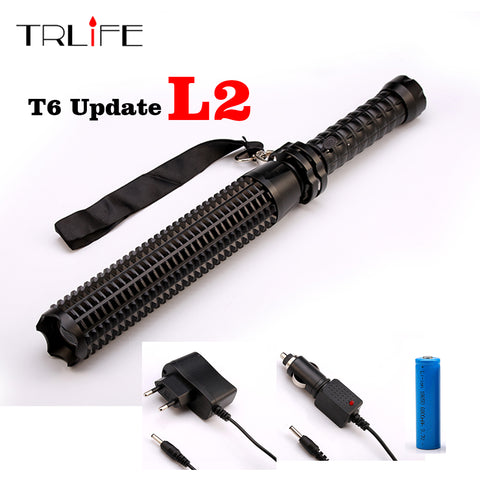 Telescoping CREE XM-L L2 T6 6000 LM LED Torch Tactical Flashlight Baseball Bat Baton